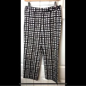 ETCETERA Pants Brown Black White Plaid Striped Geo Ankle Crop Career Work Wear